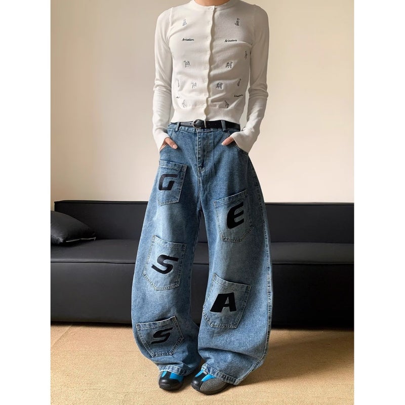 American-Style Distressed Wide-Leg Jeans For Men And Women, 2025 New High-Waisted Loose Slimming Straight-Leg Floor-Length - Image 5